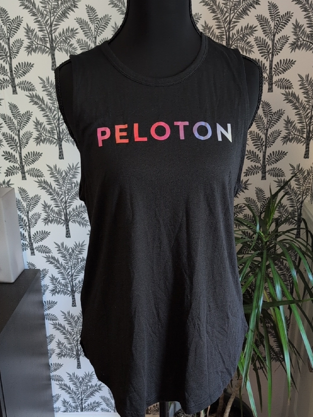 Peloton Black Muscle Tank with Rainbow Ombre Logo